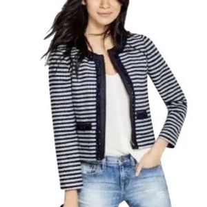 JCrew Blue Stripe Tweed Cropped Jacket Suit Coat 6